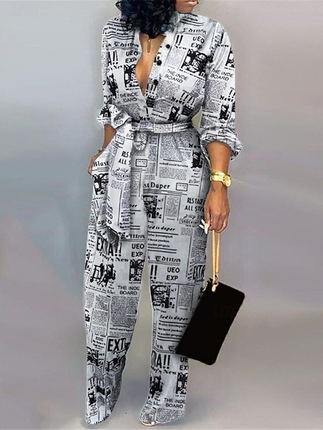 Active Regular Fit Leopard Shirt Collar Long Sleeve Jumpsuit - Image 2