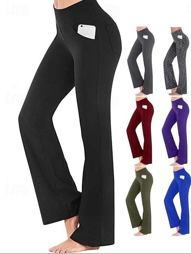 Active Wide Leg High Waist Plain Yoga Pants - Image 1