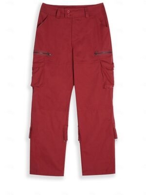 Active Wide Leg Plain Mid Waist Full Length Cargo Pants - Image 2