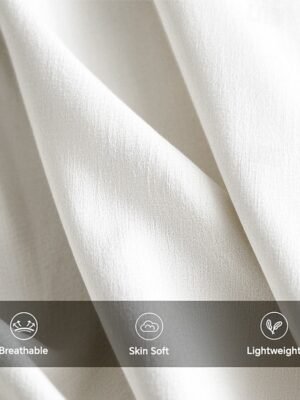 Basic Casual Baggy Mid Waist Cotton Linen Trousers - Image 4