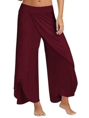 Basic Loose Letter Mid Waist Split Wide Leg Culottes - Image 12