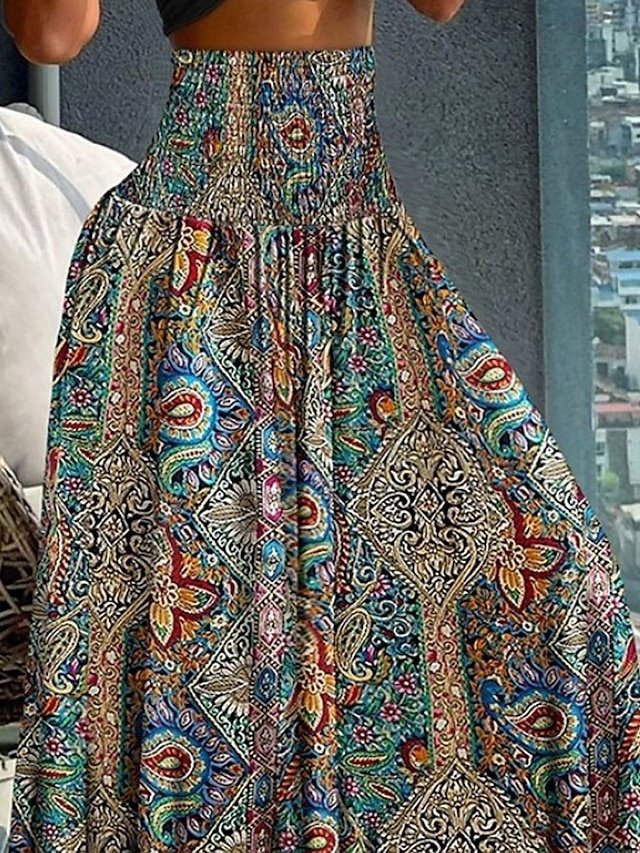 Boho A-Line Gradient Maxi Skirt - Image 2