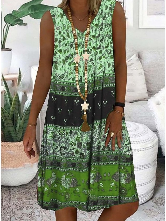 Boho Regular Fit Floral V Neck Sleeveless Midi Slip Dress - Image 2