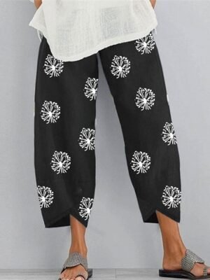 Casual Ankle-Length Graphic Mid Waist Baggy Trousers - Image 6