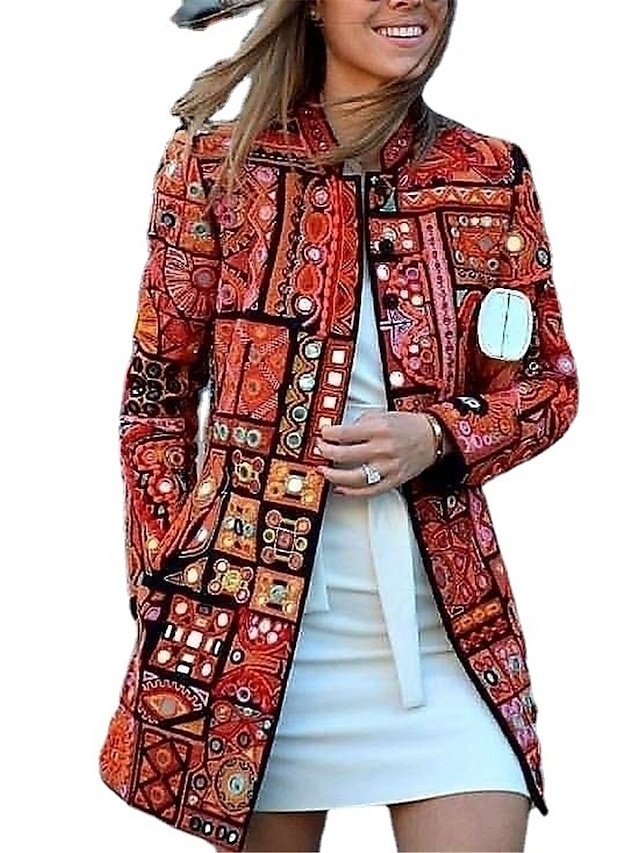 Casual Loose Floral Long Sleeve Jacket - Image 2