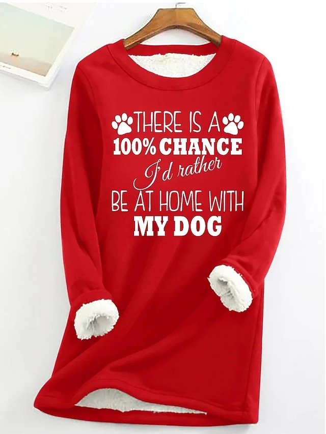 Casual Loose Letter Round Neck Long Sleeve Fuzzy Sweatshirt - Image 1