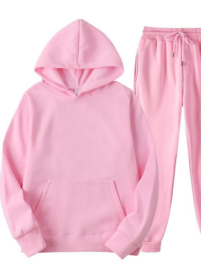 Casual Loose Solid Long Sleeve Velvet Thermal Tracksuit - Image 1