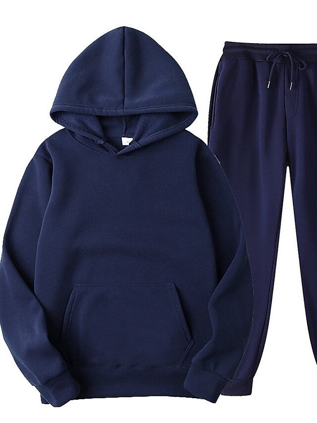 Casual Loose Solid Long Sleeve Velvet Thermal Tracksuit - Image 2