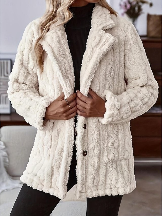 Casual Loose Solid V Neck Long Sleeve Long Outerwear - Image 2
