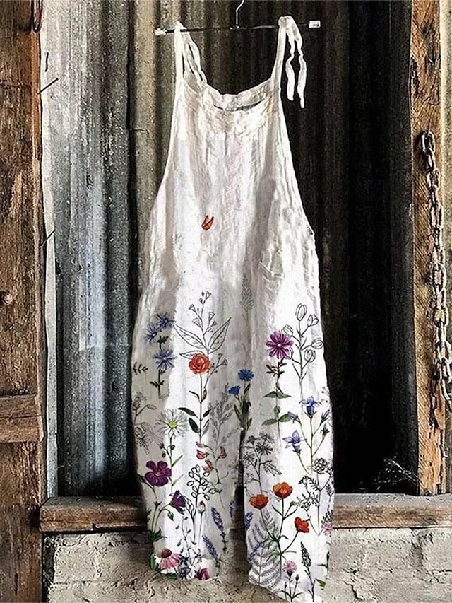 Casual Mid Rise Floral Graphic Ankle-Length Jumpsuit - Image 2