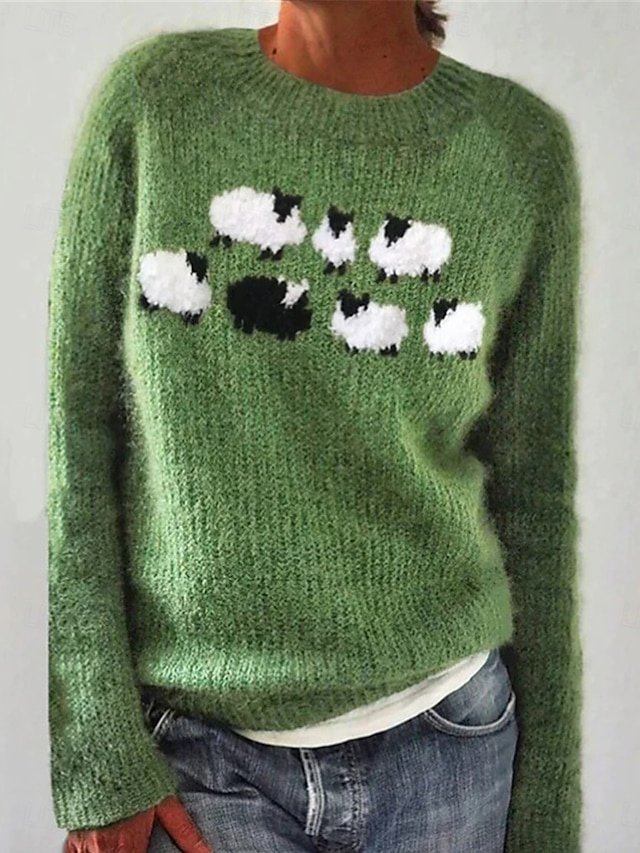 Casual Regular Animal Crew Neck Long Sleeve Knitted Jumper - Image 1