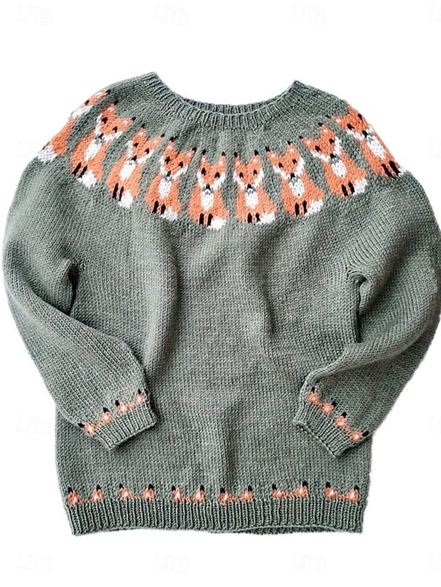 Casual Regular Animal Crew Neck Long Sleeve Knitted Jumper - Image 2