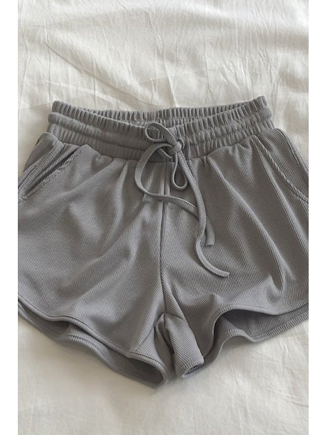 Casual Regular Fit Plain Natural Pocket Drawstring Shorts - Image 2