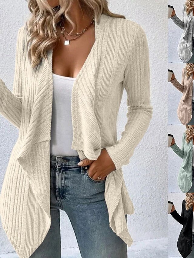 Casual Regular Fit Plain Open Front Long Sleeve Jacket - Image 1