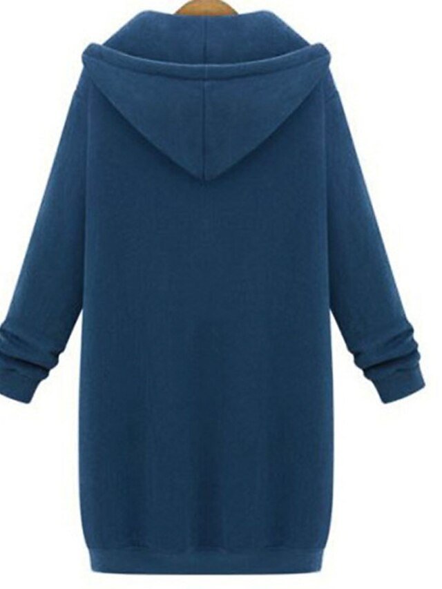 Casual Regular Fit Solid Colour Hooded Long Sleeve Zip Jacket - Image 2