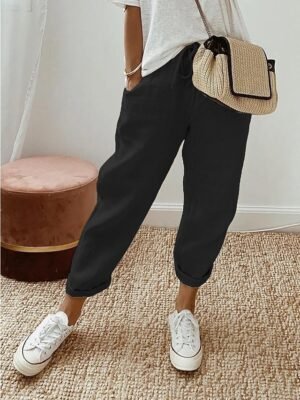 Casual Regular Fit Solid Drawstring Full Length Baggy Pants - Image 2