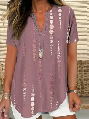 Casual Regular Floral V Neck Long Sleeve Shirt - Image 15