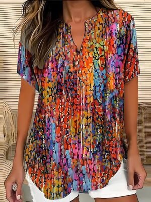 Casual Regular Floral V Neck Long Sleeve Shirt - Image 16