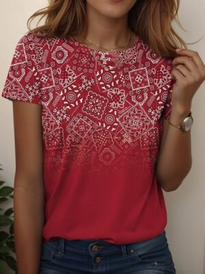 Casual Regular Floral V Neck Long Sleeve Shirt - Image 7