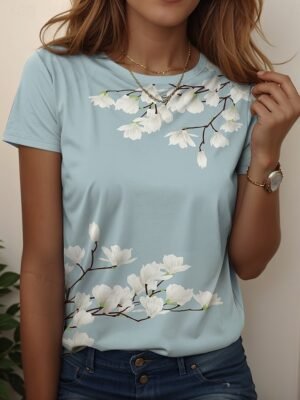 Casual Regular Floral V Neck Long Sleeve Shirt - Image 9