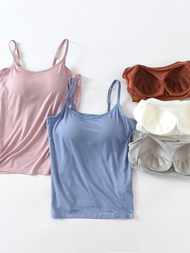 Casual Regular Plain U Neck Sleeveless Tank Top - Image 1