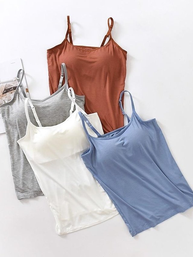 Casual Regular Plain U Neck Sleeveless Tank Top - Image 2