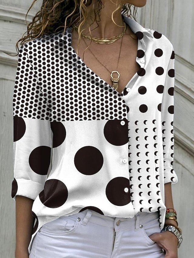 Casual Regular Print Shirt Collar Long Sleeve Blouse - Image 2