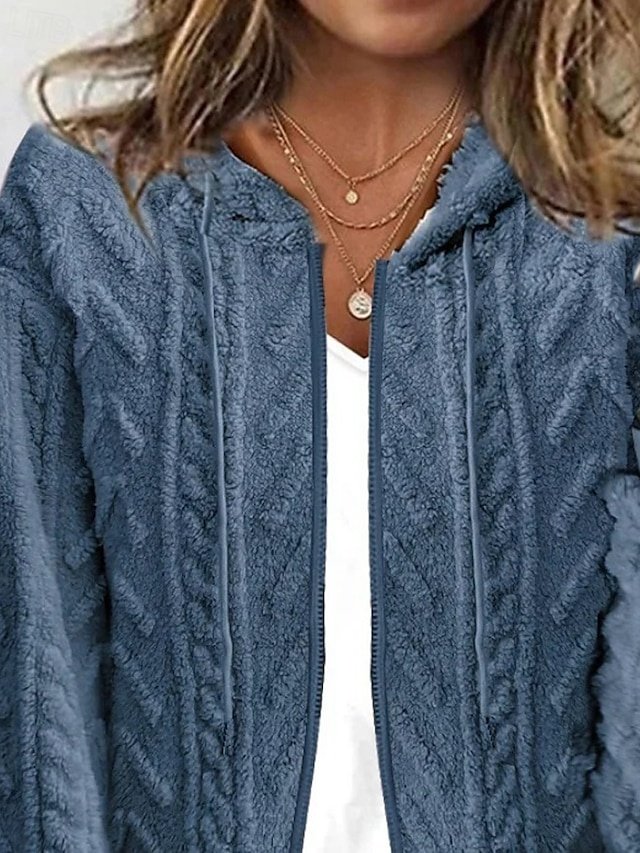Casual Regular Solid Hooded Long Sleeve Knit Cardigan - Image 2