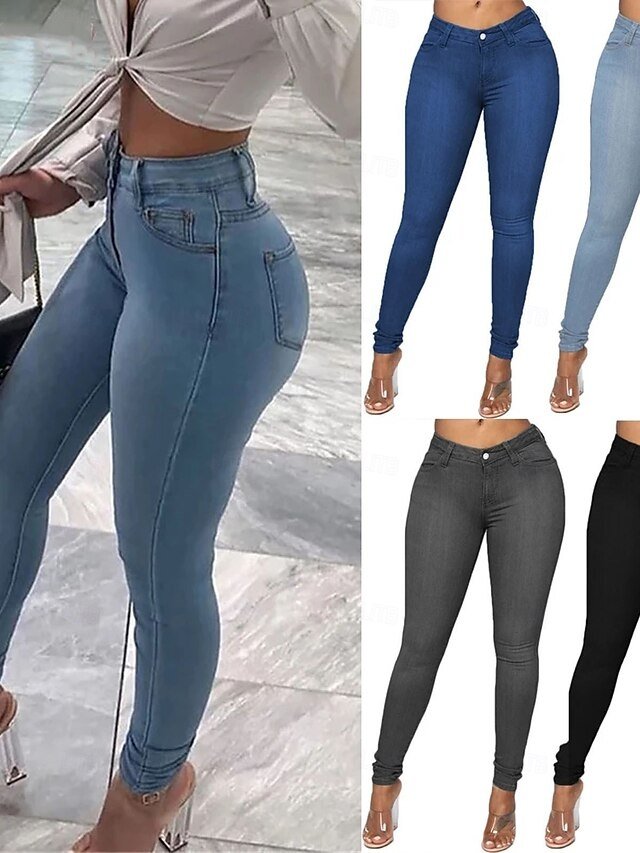 Casual Skinny Plain Natural Full Length Tights - Image 1