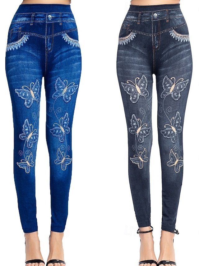 Casual Slim Fit 3D Print High Waist Full Length Leggings - Image 1