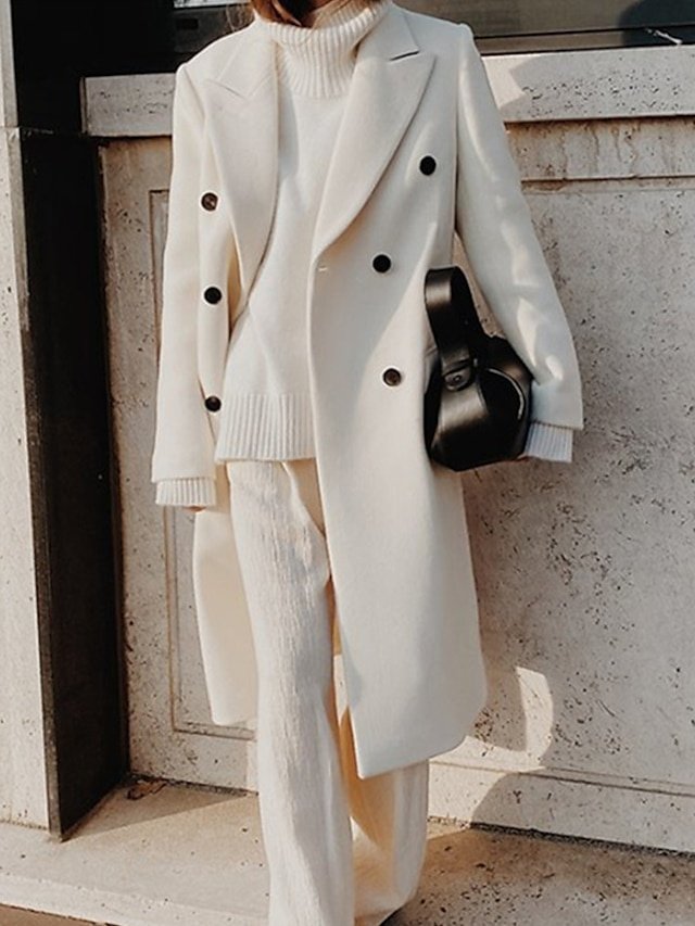 Casual Streetwear Double Breasted Lapel Long Sleeve Long Coat - Image 2
