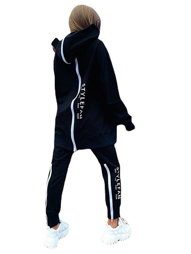 Casual Winter Patchwork Hoodie Long Sleeve Tracksuit - Image 2