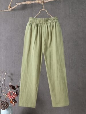 Classic Baggy Solid Mid Waist Ankle-Length Pants - Image 10