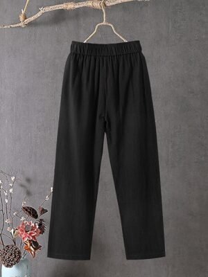 Classic Baggy Solid Mid Waist Ankle-Length Pants - Image 12