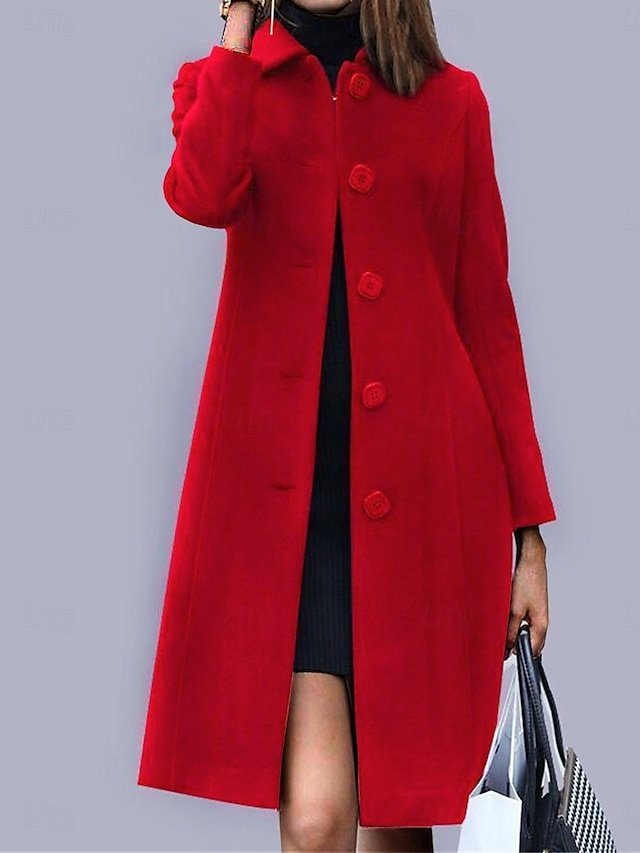 Contemporary Regular Fit Plain Long Sleeve Long Coat - Image 1