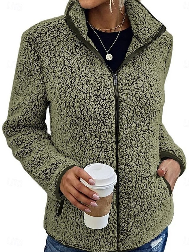 Contemporary Regular Fit Solid Colour Full Zip Long Sleeve Winter Coat - Image 1