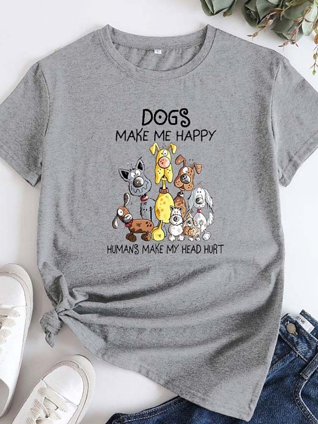 Daily Regular Dog U Neck Short Sleeve T-Shirt - Image 1