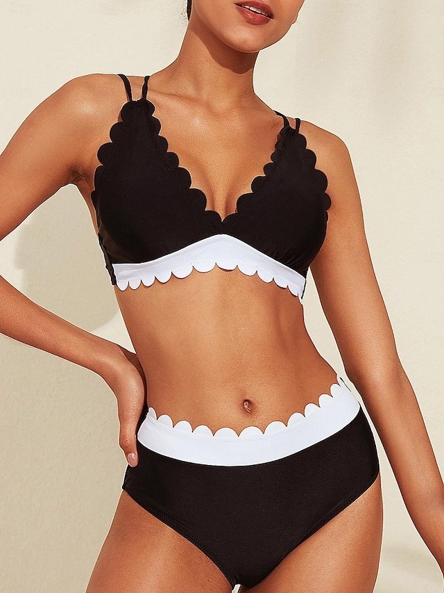 Designer Longline Petal Border Triangle Bikini Set - Image 1