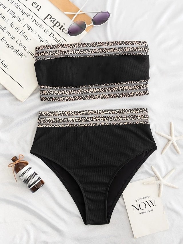 Designer Sexy Leopard Strapless Sleeveless Bikini - Image 2