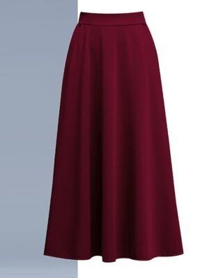 Elegant A Line Solid High Waist Midi Skirt - Image 7