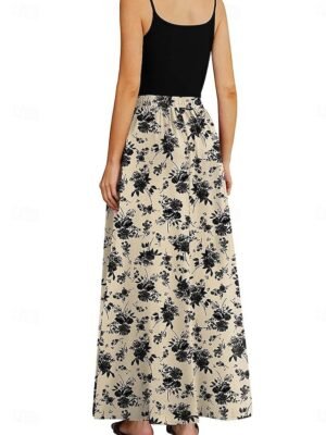 Elegant Loose Floral High Waist Maxi Skirt - Image 2