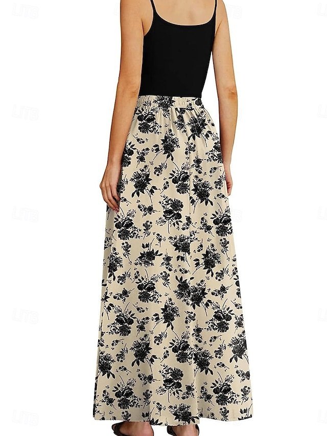Elegant Loose Floral High Waist Maxi Skirt - Image 2