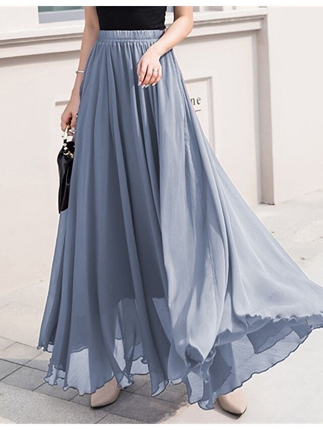 Elegant Loose Solid Maxi Skirt - Image 2