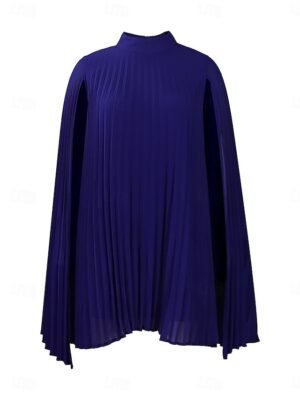 Elegant Regular Fit Plain Turtleneck Long Sleeve Mini Dress - Image 11