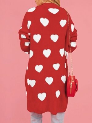 Elegant Regular Heart Open Front Long Sleeve Sweater Cardigan - Image 4