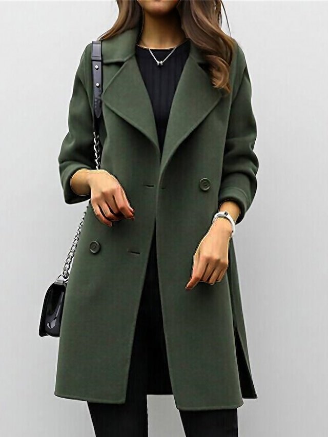 Elegant Slim Fit Double Breasted Long Sleeve Trench Coat - Image 1