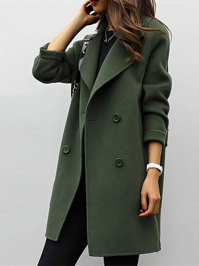 Elegant Slim Fit Double Breasted Long Sleeve Trench Coat - Image 2
