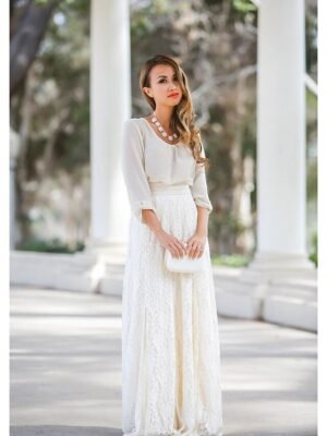 Elegant Vintage High Waist Lace Floral Maxi Skirt - Image 20