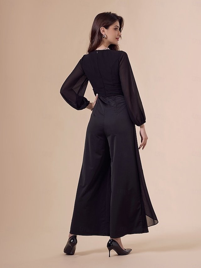 Elite Asymmetrical Deep V Wide-legged Jumpsuit - Image 2