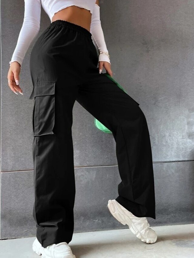 Fashion Casual Baggy Full Length Mid Waist Cargo Trousers - Image 1